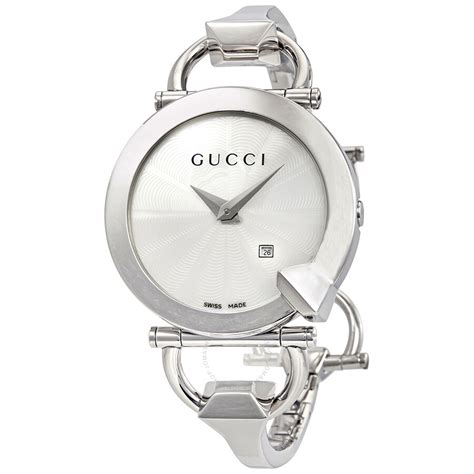 gucci small silver watch|Gucci silver watch ladies.